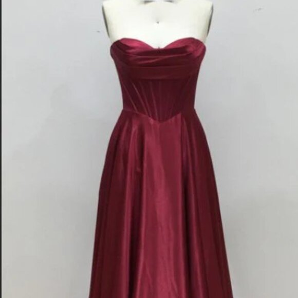 New A-Line Sleeveless Solid Classy Dress w/ Pleated Sweetheart Neck TL3049L - Picture 1 of 8